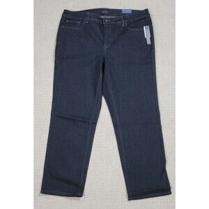 NWT Talbots Slim Straight Ankle Jeans Womens Black Size 14 WIDE High Waist